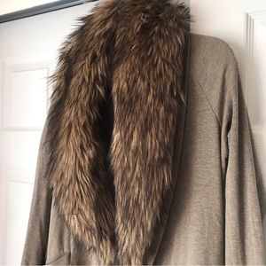 Faux Fur Collared Light Cardigan - Sz Small